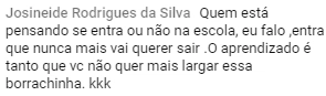 Print de mensagem de aluna EAS
