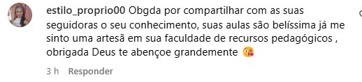 Print de mensagem de aluna EAS