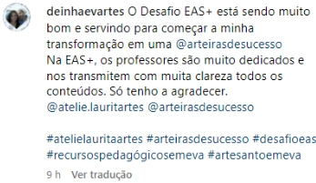 Print de mensagem de aluna EAS