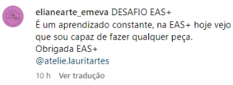 Print de mensagem de aluna EAS