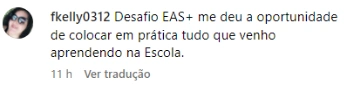 Print de mensagem de aluna EAS